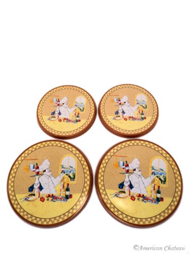 Set 4 Fat French Chef Burner Electric Stove Range Top Covers Kitchen Decor
