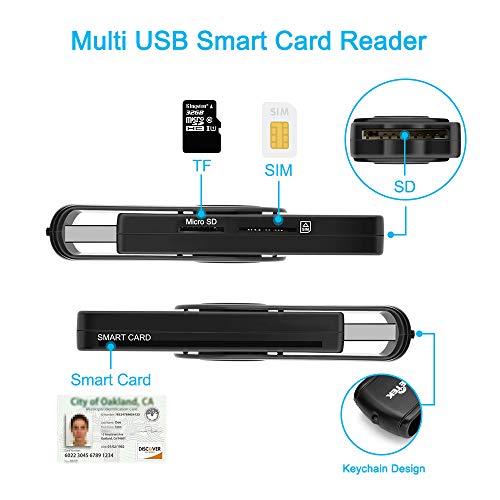image for USB 3.0 Smart Card Reader, Rocketek DOD Military USB Common Access CAC