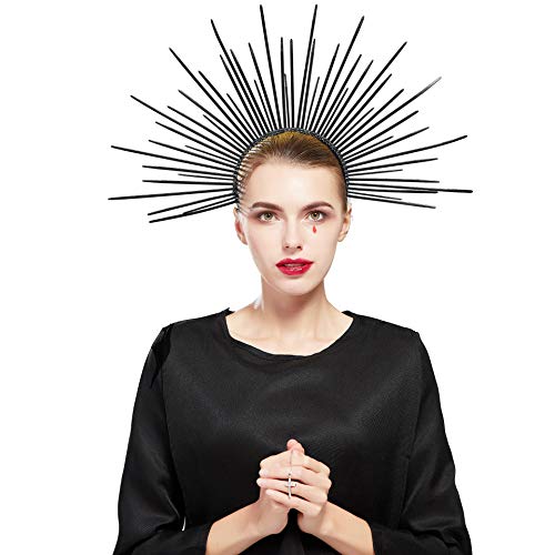 Fantherin Mary Halo Crown Headband Goddess Zip Tie Spiked Halo Crown Halloween Costume Headpiece Headdress for Cosplay Party - Thumbnail 2