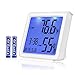 Indoor Thermometer Hygrometer, Temperature Humidity Gauge with Digital Mini Desk Clock, Backlit Accurate Monitor Clear Reading, °C/°F Switch, Calendar, Time Display for Home, Office - White