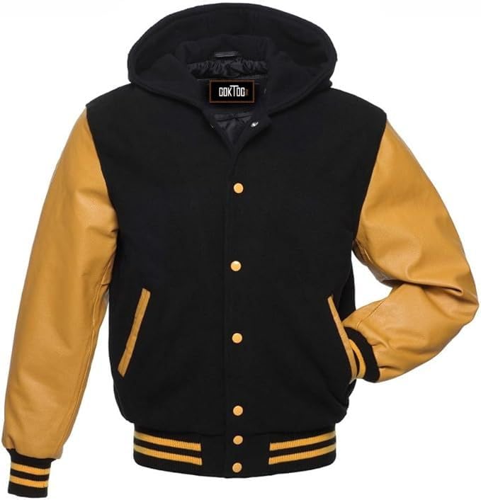 GOKTOG Hooded Varsity Jacket Women, Baseball