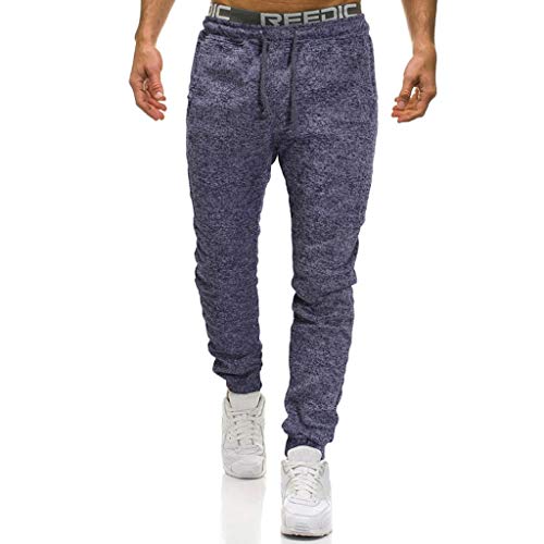 Willsa Mens Swimsuit, Casual Solid Overalls Pocket Sport Work Trouser Long Pants Navy
