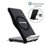 Ostart Qi Samsung Wireless Charger, Fast Wireless Charging Pad with 2 Coils, Cooling Fan for Samsung Galaxy S8/ S8+/ S7/ S7 Edge/ S6 Edge+/ Note 5 and Other Qi-enabled Smart Devices, Black
