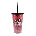 Silver Buffalo, 16-ounces WWE Bella Twins Double Trouble Plastic Cold Cup with Lid and Straw, Red