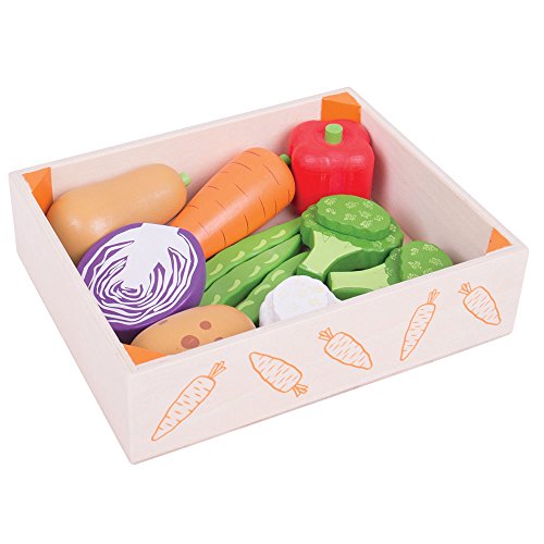 Bigjigs Toys Wooden Vegetable Crate - Play Food and Role Play Toys