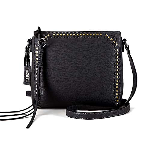seOSTO Medium Crossbody Bags for Women, Shoulder Bag with Tassel Crossbody Purse Multi Pocket Bags (Black)