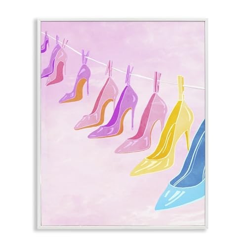 Stupell Industries High Heels On Clothesline White Framed Giclee Art, design by…