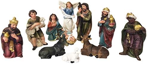 Religious Supplier 3 Inches Christmas Nativity Scenes Statues 11 Pieces Manager Set Resin Stable Set Nativity Set