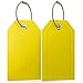 Shacke Large Luggage Tags (2pcs) with Privacy Cover and Steel Loops (Yellow)