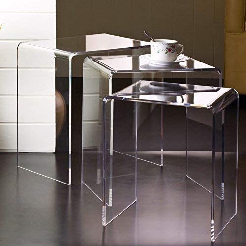 Pure Dcor Pure Decor Acrylic Nesting Tables, Set of 3, 18hx17wx11.5, Clear