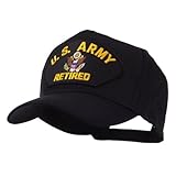 Retired Military Large Embroidered Patch Cap - Black Army