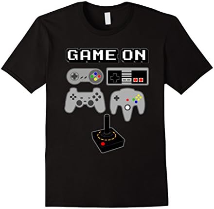 Men's Game On Retro Video Game Controller Poster Shirt Large Black