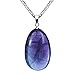 iSTONE Natural Gemstone Water Drop Fluorite Pendant Necklace with Stainless Steel Chain 20 Inch
