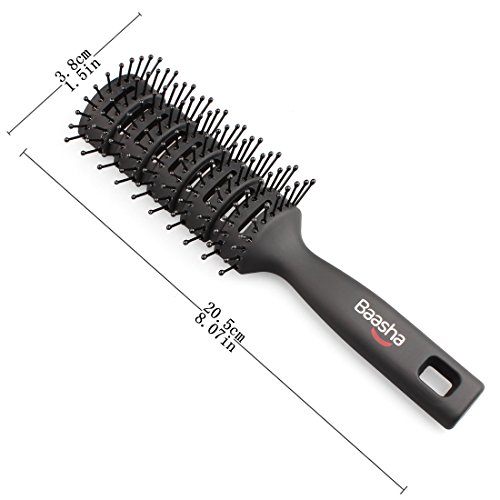 Baasha Vent Brush with 11-Row Large Tunnel, Anti Static Soft Bristles Blow Dryer Hair Brush, Vented Wet Hair Brush for Men and Women, Black