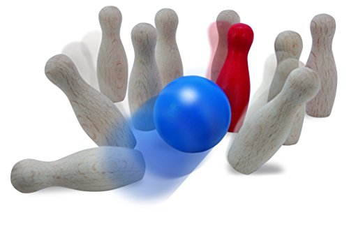 HEROS 100072302 - Bowling Spiel, bunt - Mitbringspiel aus Holz ab 3 Jahren - Reisespiel für unterwegs - 12-teilig - Made in Germany – Bild 3