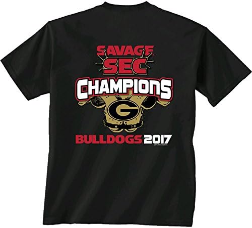 New World Graphics NCAA Georgia Bulldogs Unisex-Adult NCAA Sec Uga Football Champions Special Savage Short sleeve T - Shirt, Medium, Black