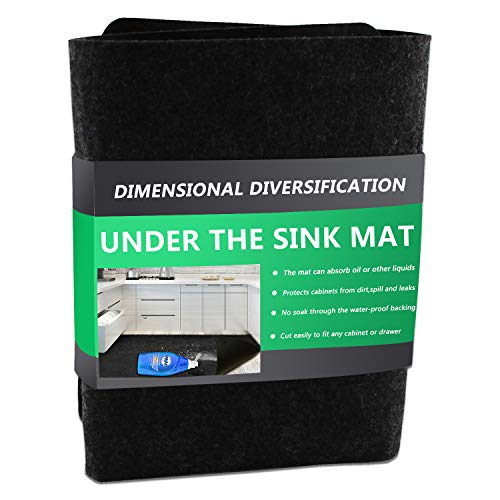 Under The Sink Mat,Kitchen Tray Drip,Premium Cabinet Liner-Absorbent/Waterproof/Reusable/Washable-Protects Cabinets,Drawers,Contains Liquids (36in x 24in)