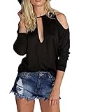 Allegrace Women Sexy Slit Open Front Cold Shoulder T Shirts Fashion Tee Tops