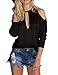 Allegrace Women Sexy Slit Open Front Cold Shoulder T Shirts Fashion Tee Tops Black XL