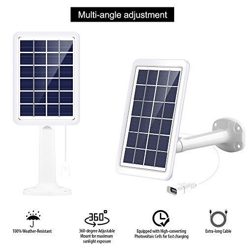 Solar Panel with Internal Battery and 10ft/3m Outdoor Power Charging