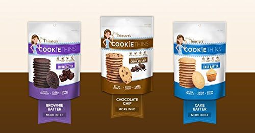 Mrs. Thinster's Variety Cookie Thins TRIO (Chocolate Chip; Brownie Batter; Cake Batter) 4 oz/pack (Pack of 3)