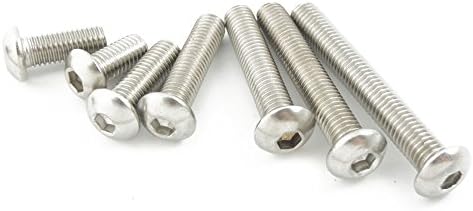Bluemoona 5 Pcs - Metric Thread M10 Stainless Steel Button Head Hex Socket Cap Screws Bolts (50mm)