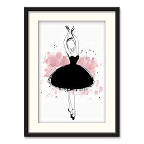 Black Framed Canvas Wall Art Elegant Ballerina Home Artwork Decoration for Living Room, Bedroom - 23x31 inches