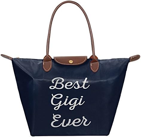 New Fashion Ladies Large Tote Bags Best Gigi Ever,Multifunction Waterproof Shoulder Handbags With ZippeNavy