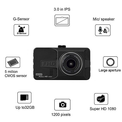 [UPGRADED] Dash Cam,Samjat Dash Camera for Cars Full HD 1080P,Night Vision,Dashcam DVR Video Recorder Dash Camera,3.0" TFT Display,G-Sensor,WDR, Parking Monitor, Loop Recording,Motion Detection - Thumbnail 4