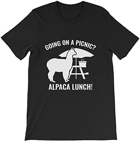 Going On A Picnic Alpaca Lunch Unisex T-Shirt, Black XXXL
