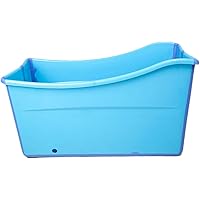 W WEYLAN TEC Large Foldable Bath Tub Bathtub for Baby Toddler Children Twins Petite Adult Blue