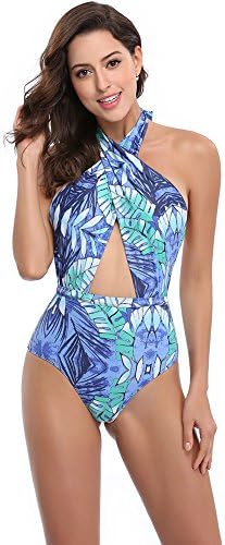 2017 New One piece Halter Neck Bandage swimsuit Sexy femal backless Monokini swimwear (M)