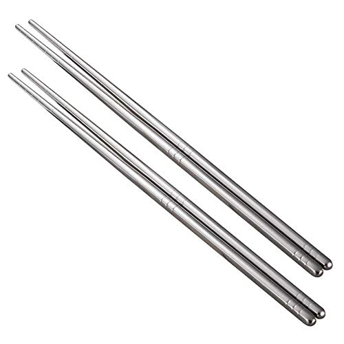 Rack Jack Chopsticks - Plain - Resuable Eco-Friendly Stainless Steel - Silver - Set of 2