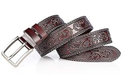XuoAz Western Genuine Leather Cowboy Belt Floral