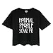 YITAN Women's Fashion Funny Tees Graphic Loose T shirt Cute Relaxed Split Crop Top Black Small