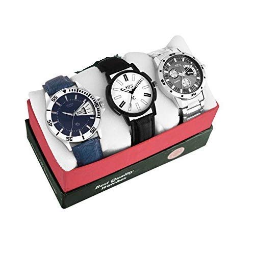 Classic Day and Date Display Mens Watch Combo - Set of 3