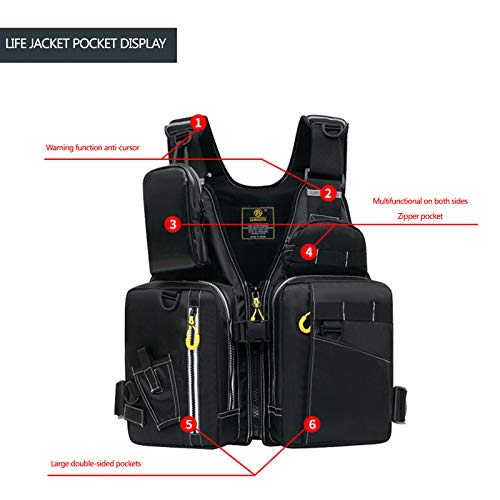 Hph Gilets De Sauvetage Pour Adultes,gilet De Sauvetage Flottant Pour Kayak Gilet De Sauvetage Avec Bandes Réfléchissantes Maillot De Bain De Sécurité Multi-poches Ajustable Pêche Plongée,jaune