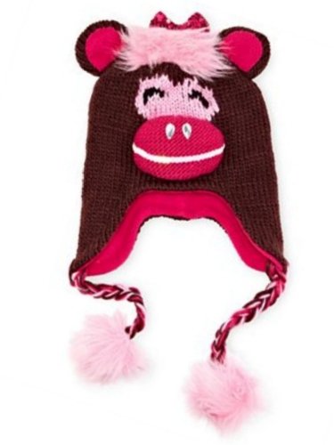 Total Girl Trapper Girls Brown Monkey Trapper Hat Peruvian Critter Beanie