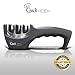 Quick Cocinero Knife Sharpener, 3 Stage Professional Kitchen Knife Sharpening System with Tungsten Diamond Sharpener, Designed for Straight Edge Kitchen Ceramic, Steel Blades, Black - Knife Sharpeners