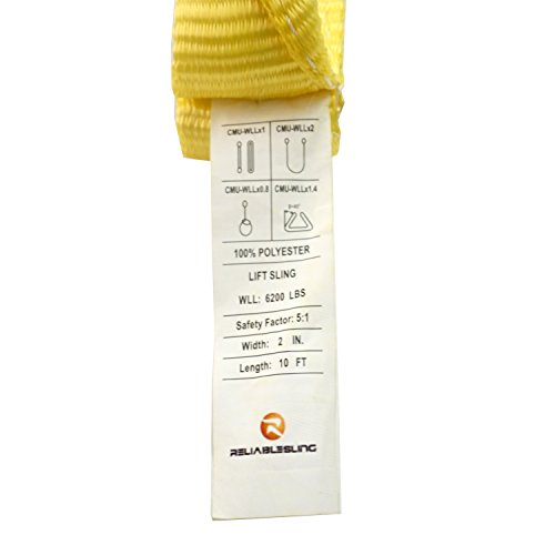 Reliablesling 2"x10' Heavy Duty Flat Eye Lift Sling