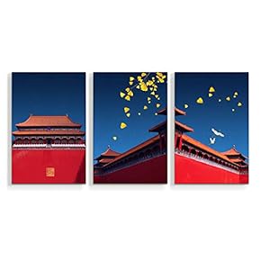3 Panel Canvas Wall Art Chinese Traditional Palace Pictures Home Wall Decorations for Bedroom Living Room Paintings Canvas Prints Framed - 16"x24" x 3 Panels