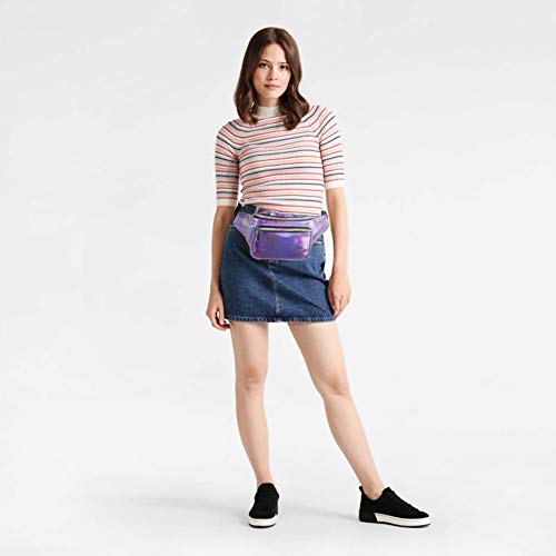 Holographic Fanny Pack for Women - Waist Fanny Pack with Adjustable Belt for Rave, Festival, Travel, Party (Purple)