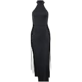 XCJIKUKE Womens Gothic Bodycon Maxi Dress Casual Floral Print Spaghetti Strap Dresses