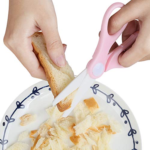 Lehoo Castle Ceramic Knife, Ceramic Scissors Baby Food, Fruit Peeler and Cutting Board 4 pcs Kitchen Set, Stainless Baby Scissors with Cover, Portable Safety Food Cutter (Pink) - Thumbnail 3