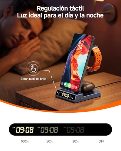 Cargador Inalámbrico para Samsung S26 Ultra, Estación de Carga 3 en 1 para Samsung Galaxy S26/S25 Ultra/S24/Z Flip 7/Z Fold 7, Base de Carga para Galaxy Watch 8/Ultra/7/6, Buds 4/4 Pro (No Adapter)