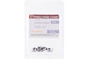 Smileheven Dental Molar Metal Crowns Kids Stainless Steel Chewing Function Dental Primary Metal Crowns Pack of 5(DUL5)