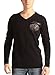 Ed Hardy Men's Long Sleeve V-Neck Sweater Tiger Rhinestone - Black