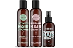 Moérie Ultimate Hair Growth Set, Biotin Shampoo, Conditioner and Spray with Minerals and Vitamins, 3 Piece Kit