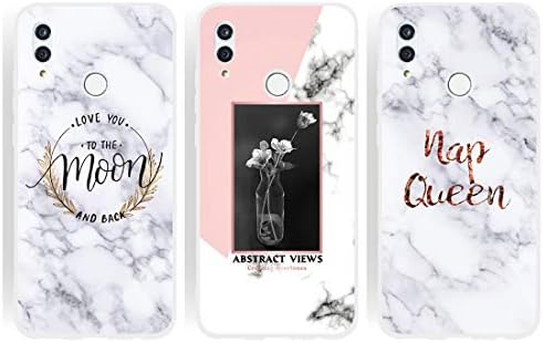 LeviDo 3X Huawei Honor 10 Lite Case Silicone New Soft Rubber Ultra Slim Compatible for Huawei P Smart 2019/Honor 10 Lite Bumper TPU Gel Shockproof Protective Cover, moon-flower 2-nap queen