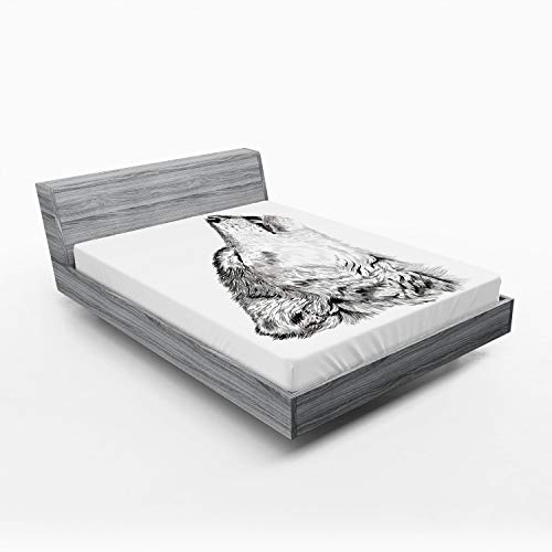 Ambesonne Wolf Fitted Sheet Set, Hand Drawn